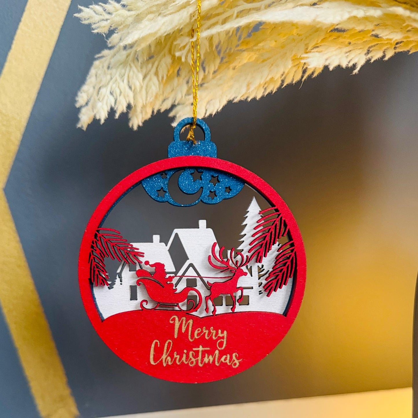 Santa sleigh Christmas ornament