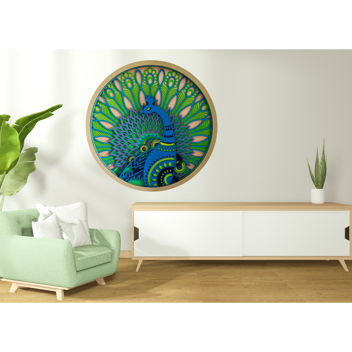 Peacock in Mandala Wall Art