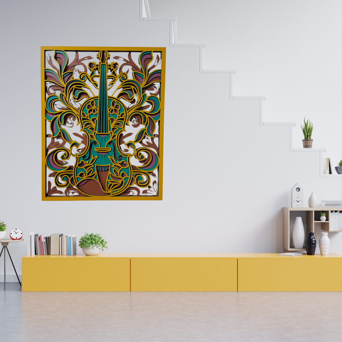 Stunning 3D Mandala Violin Wall Art for Music Lovers and Art Enthusiasts