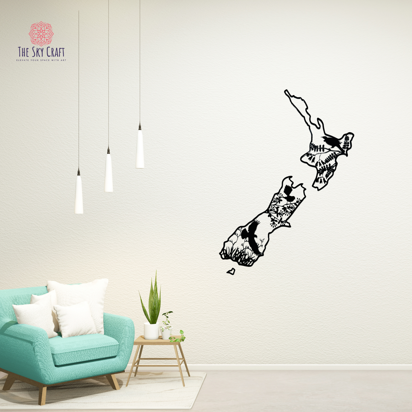 Kiwiana NZ Native Birds Map wall Art