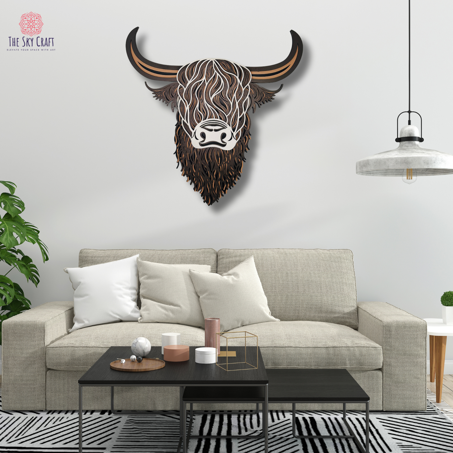 Multilayer Highland Cow wall art