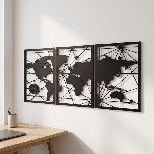 3 Piece Set of World Map