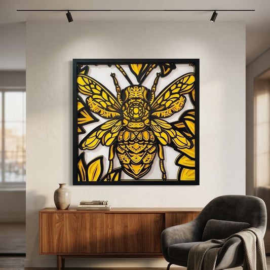 Mandala Bee Wall Art - Stunning Layered MDF Decor for Nature Lovers