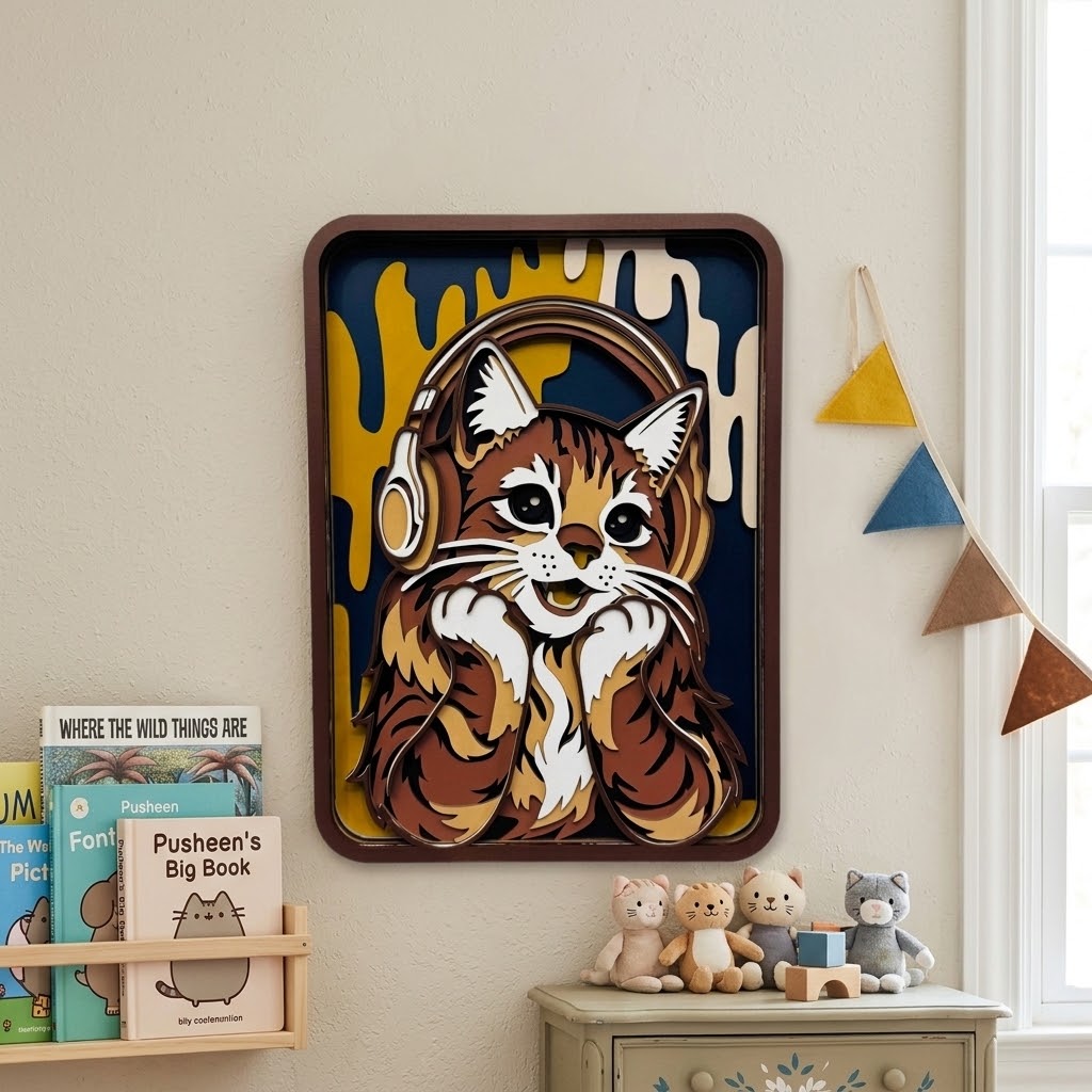 Handcrafted 3D Cat Sculpture – A Unique Decorative Piece for Cat Lovers