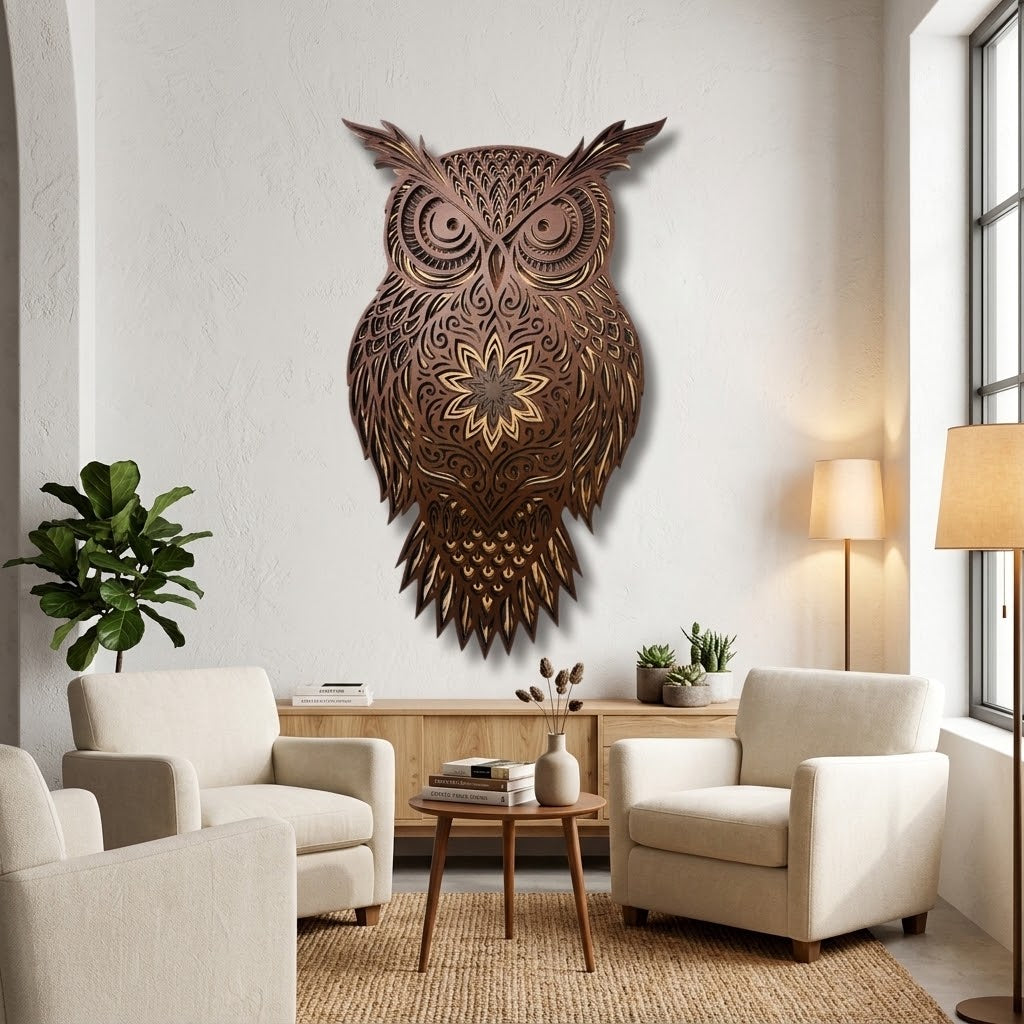 Elevate Your Decor with Handcrafted Mandala Owl Wall Art - A Nature-Inspired Masterpiece