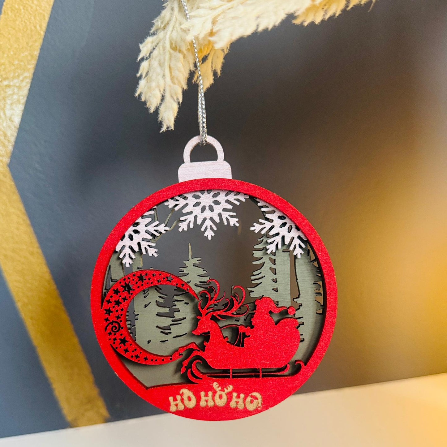 Santa sleigh Christmas ornament