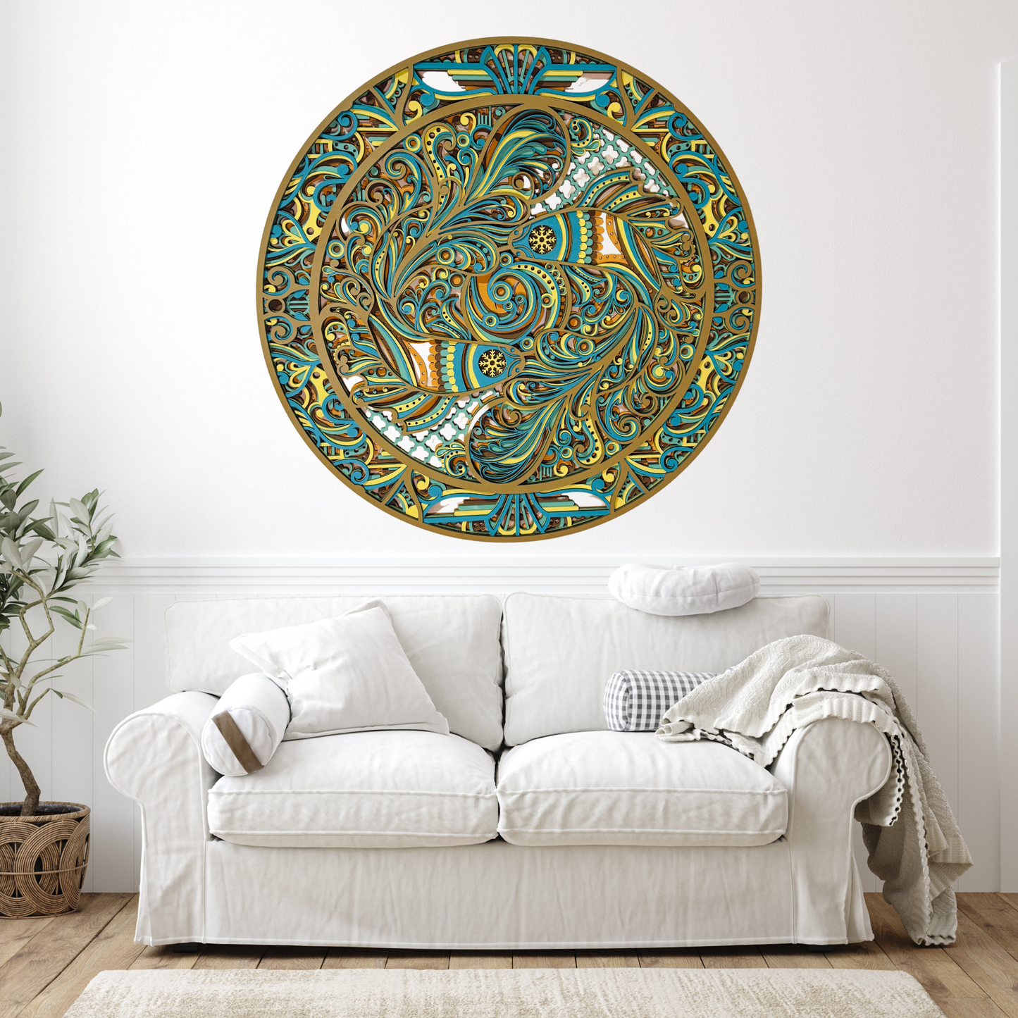 Round Mandala Koi Fish