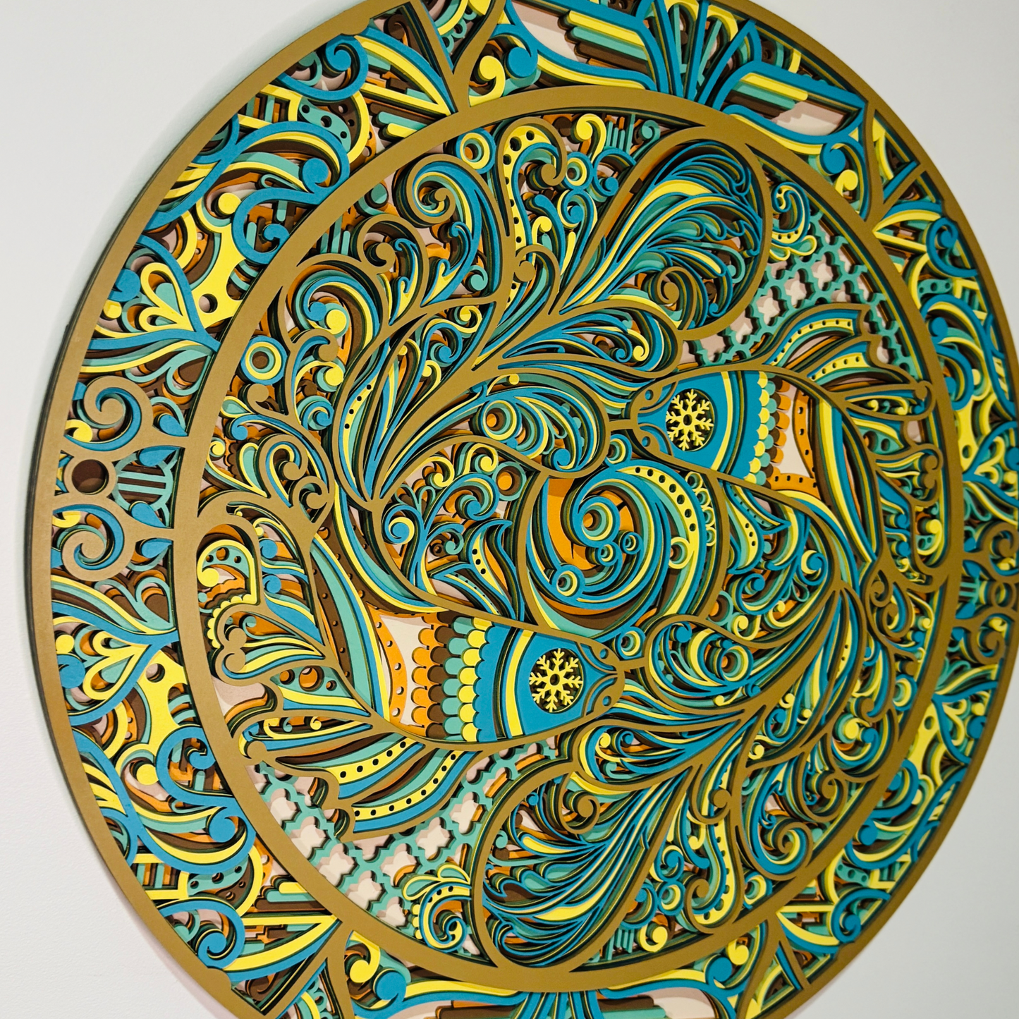 Round Mandala Koi Fish