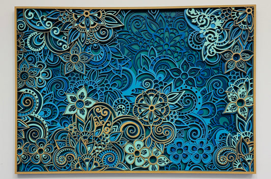 Mandala Blue Flowers wall Art