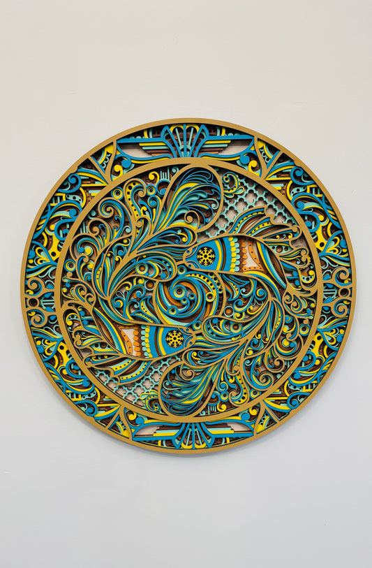 Round Mandala Koi Fish