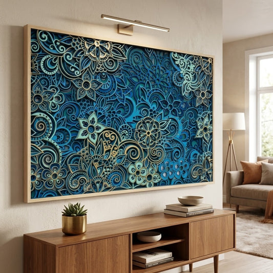 Mandala Blue Flowers wall Art