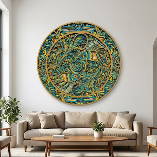 Transform Your Space with Handcrafted Mandala Koi Fish Art
