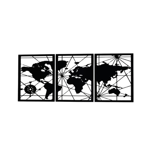 3 piece World Map Wall Art