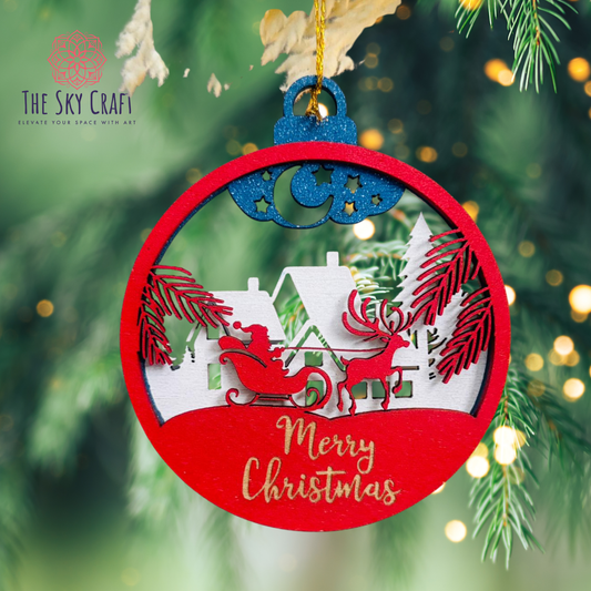 Santa sleigh Christmas ornament