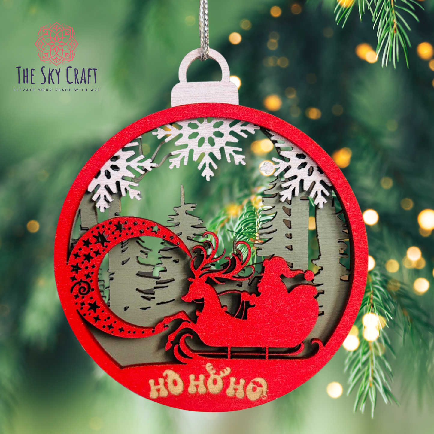 Santa sleigh Christmas ornament