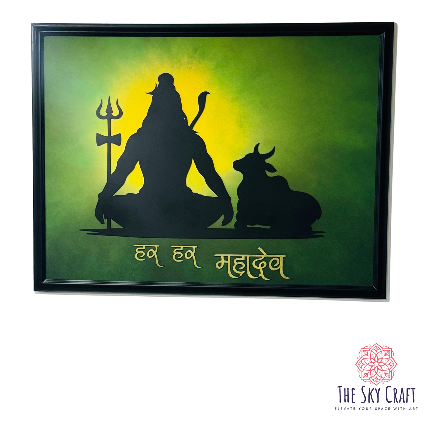 Meditating Shiva with Nandi Wall Art in Frame